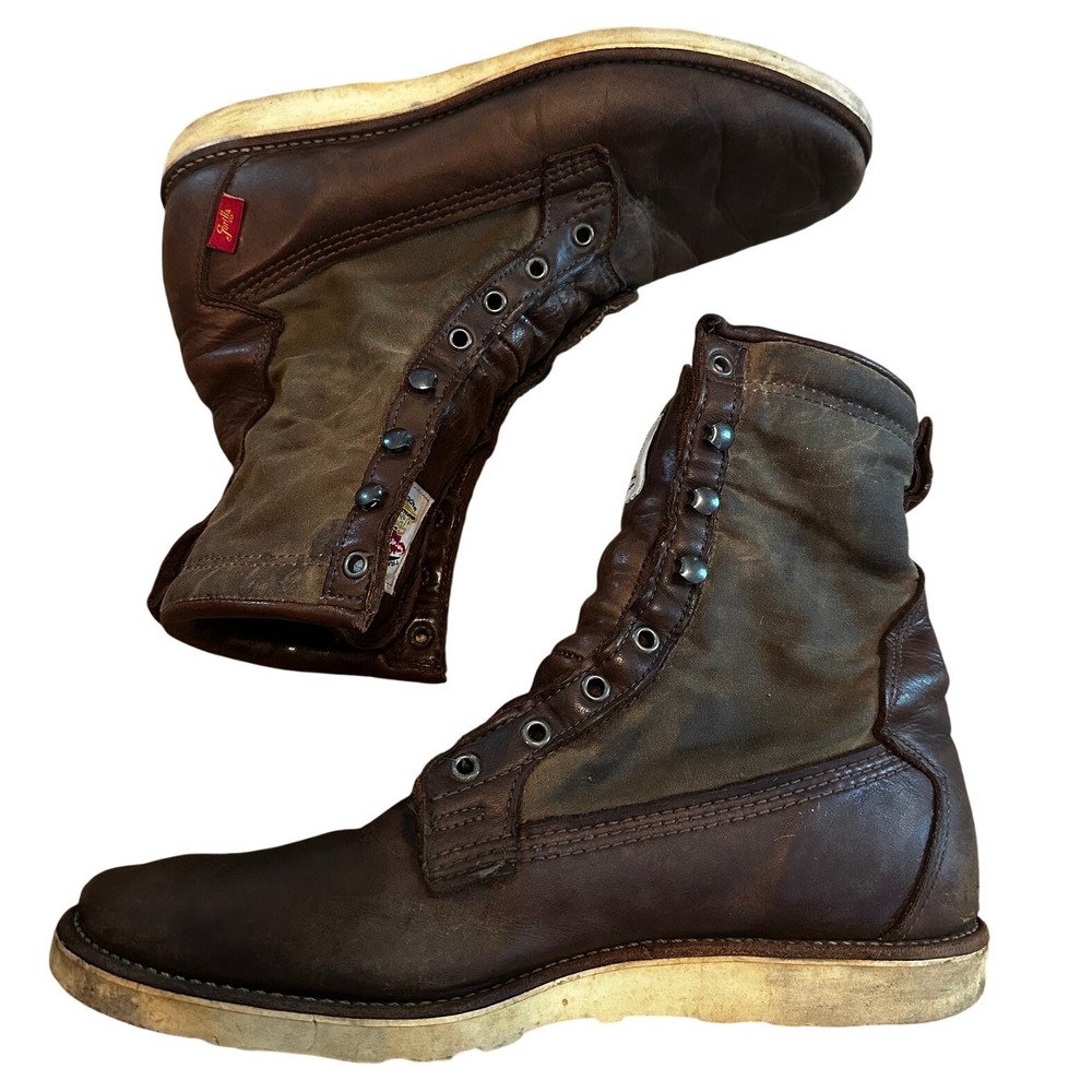 Gorilla USA Dark Brown Leather Canvas With Wedge Sole Work Boots Men's 11